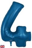 Oaktree 34inch Number 4 Metallic Navy Blue - Foil Balloons